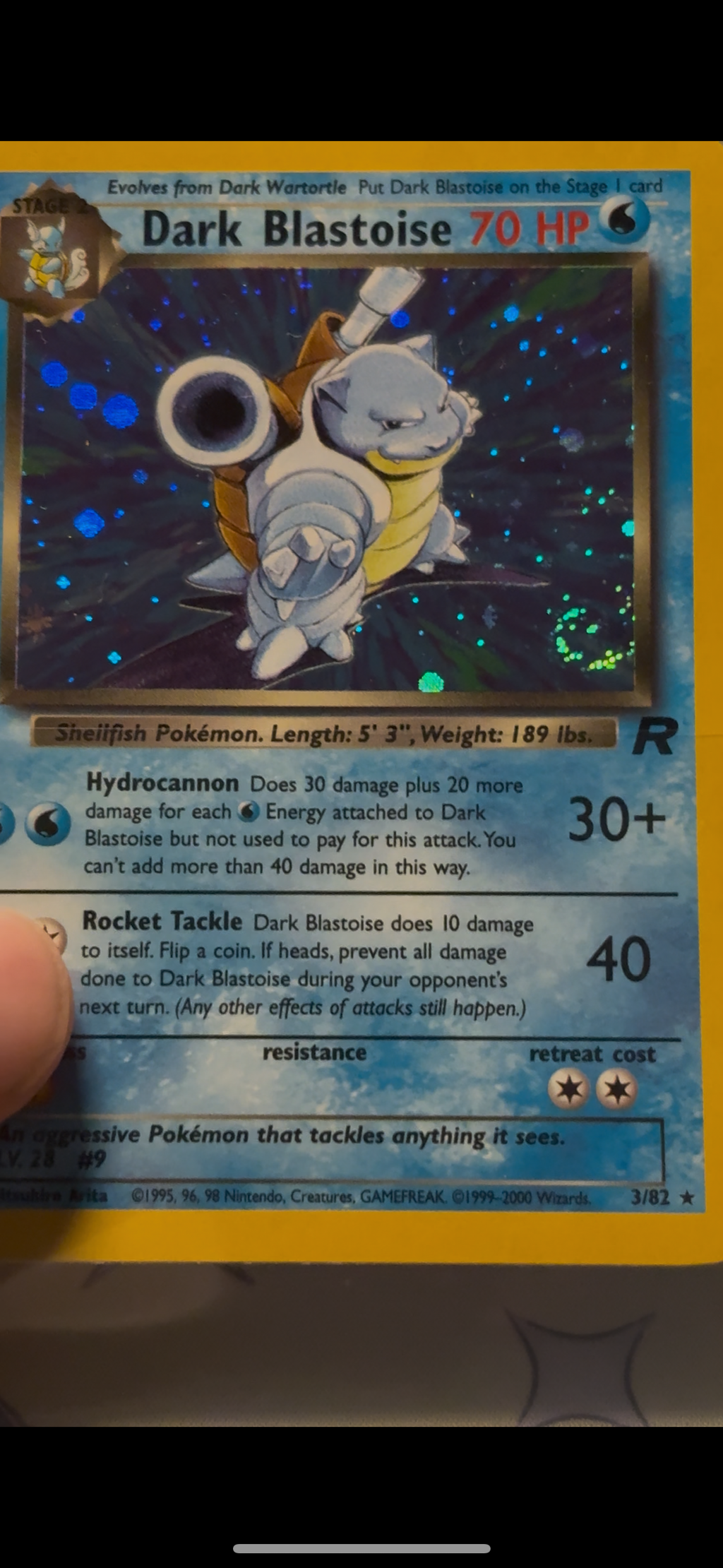 Dark Blastoise Holofoil 3/82 (NM) (Team Rocket) (Swirl)