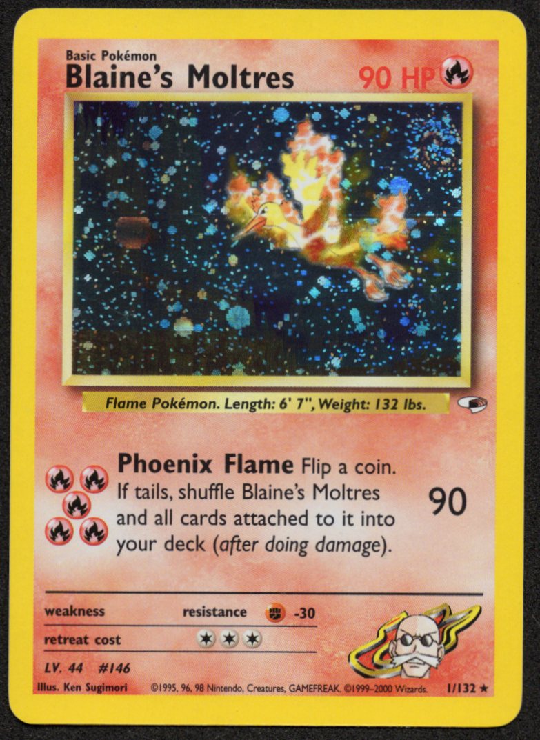 Blaine's Moltres Holofoil 1/132 (NM) (Gym Heros) (Swirl)