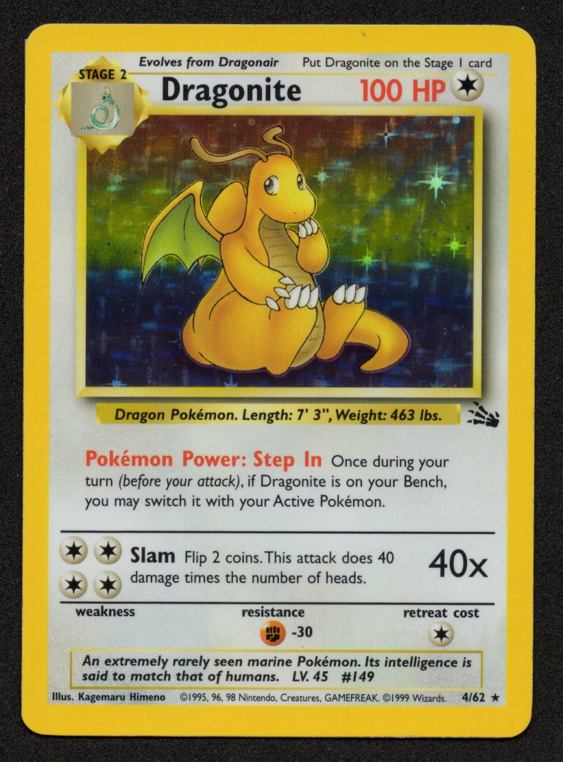 Dragonite Holofoil 4/62 (NM) (Fossil)