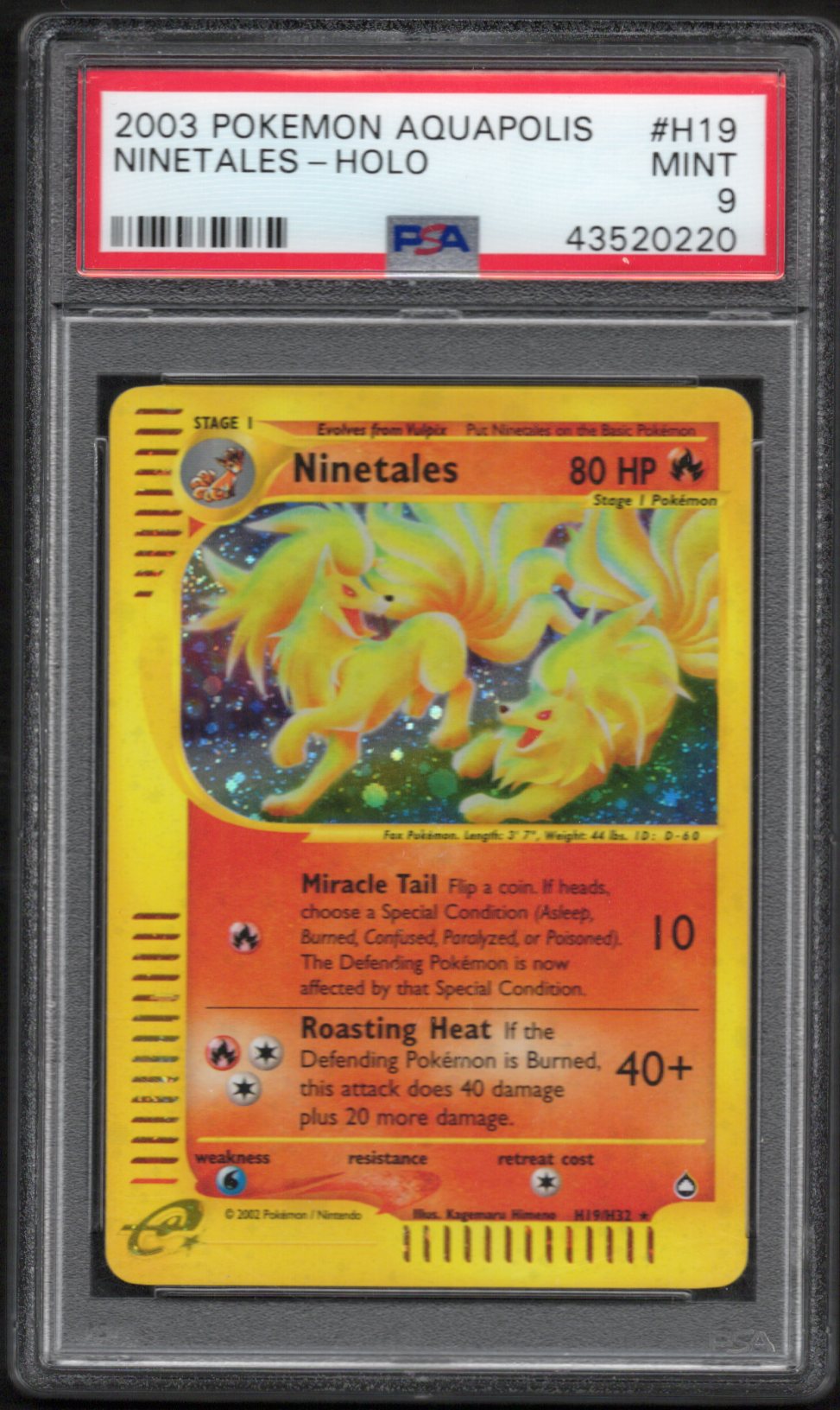Ninetales Holofoil Aquapolis PSA 9
