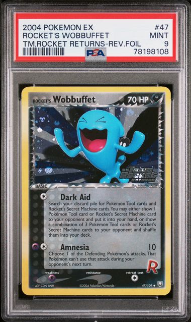 Rocket's Wobbuffet Reverse Holofoil EX Team Rocket Returns PSA 9